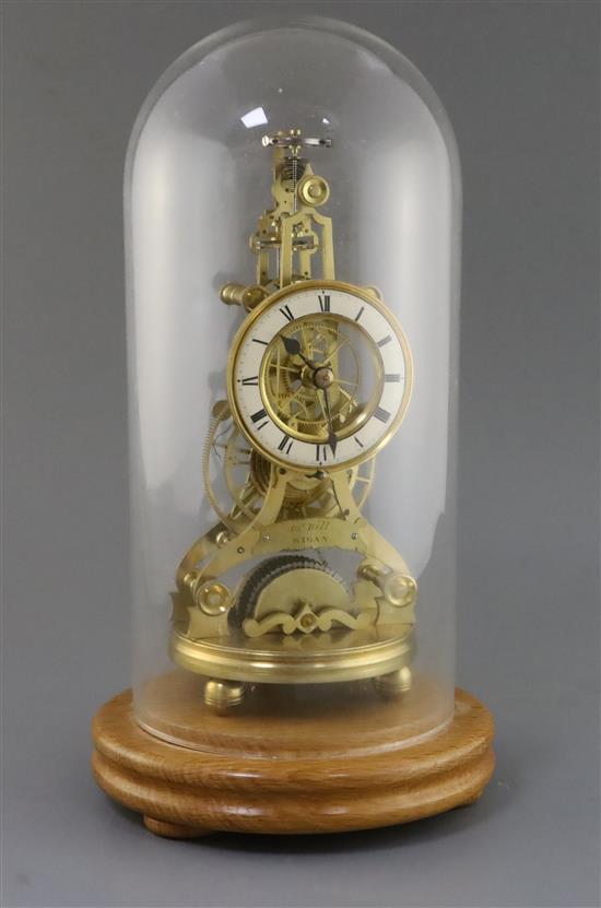 John Bell of Wigan. A rare balance wheel lever escapement brass skeleton timepiece, in the manner of James Condliff, Liverpool 11in. He